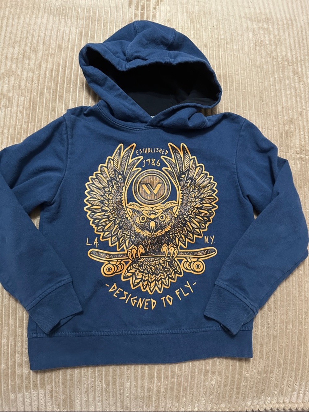 Shaun White Navy Blue Hoodie with Gold Owl Graphic size 6/7